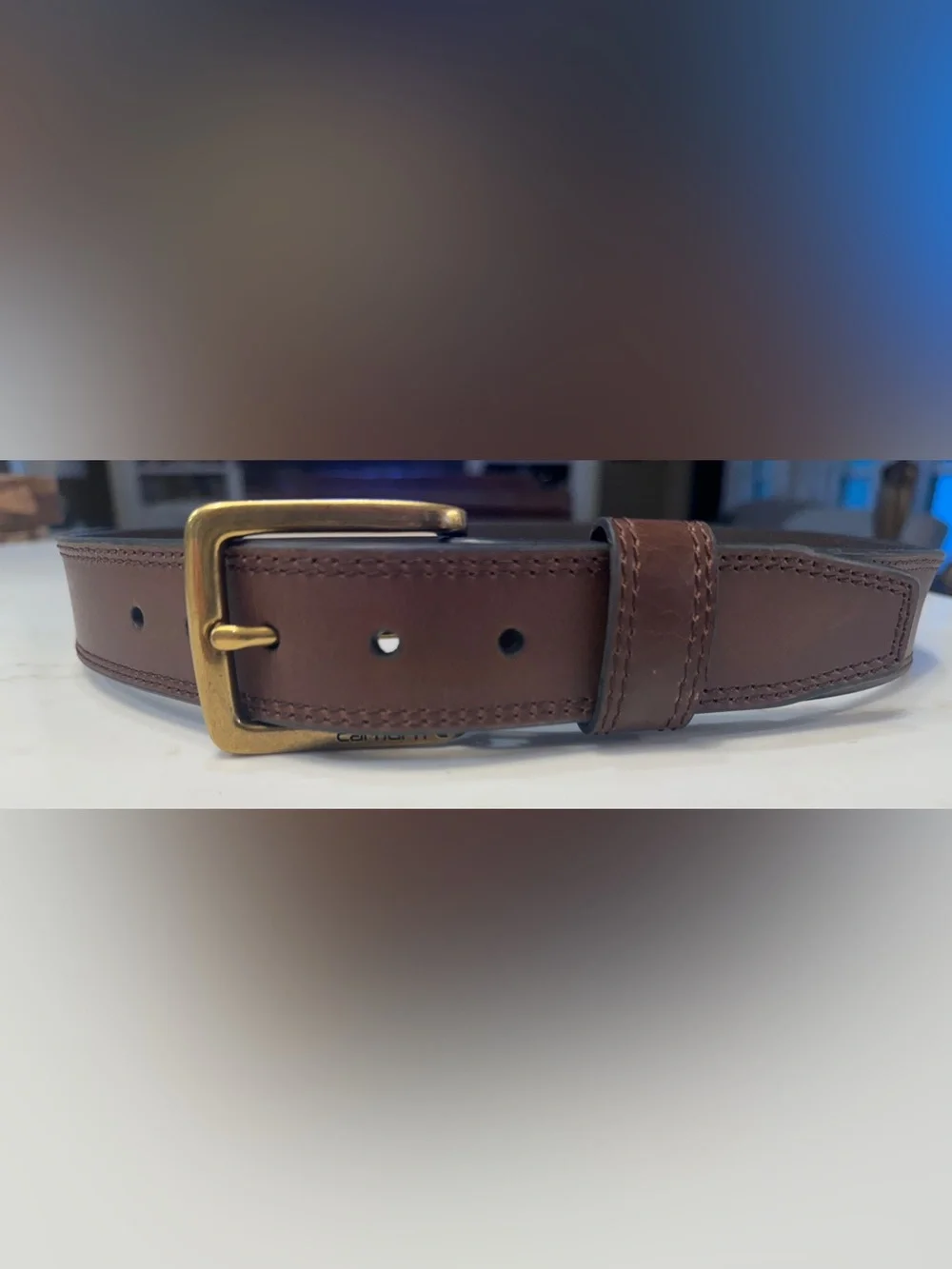 Carhartt Brown Leather Belt with Brass Buckle
